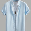 Summer Men's Breathable Casual Stand Collar Shirt Solid Color saveolyf T-Shirt.