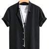Summer Men's Breathable Casual Stand Collar Shirt Solid Color saveolyf T-Shirt.