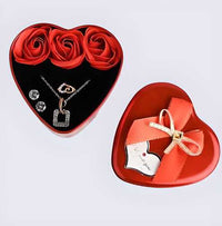  Jewelry & Artificial Flower in Heart Red Box Valentine's Gift