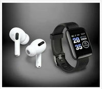 Combo Of Truly Earbuds Headset with Mic, & Bluetooth D116 Smart Watch with Heart Rate Monitor and Features