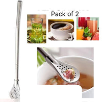 2 in 1 Stainless Steel Drinking Spoon Straws