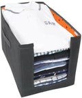Vibrant, foldable non-woven cloth organizer in a soft texture, perfect for neatly stacking up to 16 shirts in a closet.
