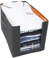 Vibrant, foldable non-woven cloth organizer in a soft texture, perfect for neatly stacking up to 16 shirts in a closet.