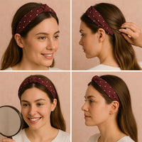 Womens Polka Dot Fabric Knot Hairband  Stylish  Comfortable (1 Pc) saveolyf Health & Beauty.