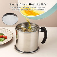 Stainless Steel Oil Pot With Filter & Lid