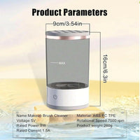 Make Up Brush Cleaner Electric Brush Cleaner USB Rechargeable Automatic Deep Cosmetic Cleaning Device shown with size details