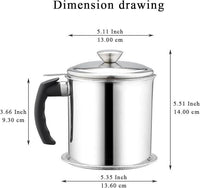 Stainless Steel Oil Pot With Filter & Lid