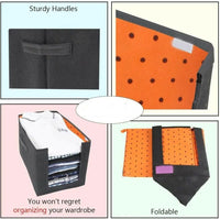 Vibrant, foldable non-woven cloth organizer in a neat stack, ideal for shirts and undergarments, sized 15x10x10 inches.