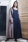 Gabi- Blue Jumpsuit With Floor Length Mauve Jacket saveolyf Dress.