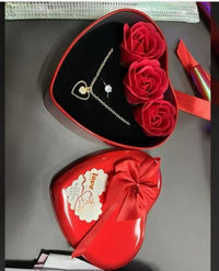  Jewelry & Artificial Flower in Heart Red Box Valentine's Gift