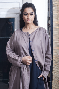 Gabi- Blue Jumpsuit With Floor Length Mauve Jacket saveolyf Dress.