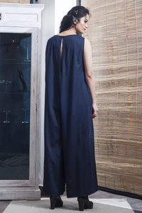 Gabi- Blue Jumpsuit With Floor Length Mauve Jacket saveolyf Dress.