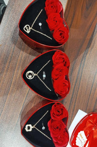  Jewelry & Artificial Flower in Heart Red Box Valentine's Gift
