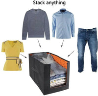 Vibrant non-woven cloth organizer in a solid pattern, perfect for neatly storing up to 16 shirts in a bedroom or closet.