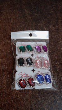 Diamond Jewellery Interchangeable Triangular Shaped Earrings (6 Pari  Mix Color  Design) saveolyf Bracelets.