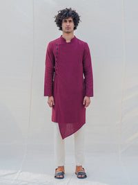 Cotton X Linen Wine Kurta with Pant Set saveolyf kurta set.