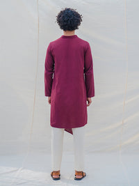 Cotton X Linen Wine Kurta with Pant Set saveolyf kurta set.