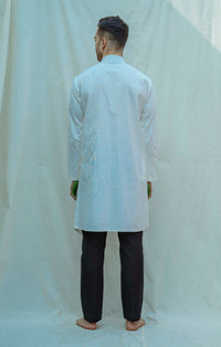 Cotton X Linen White Overlapped Kurta Set saveolyf Kurta Set.