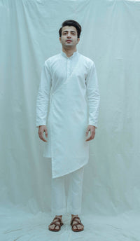 White Overlap Angrakha Kurta saveolyf Kurta.