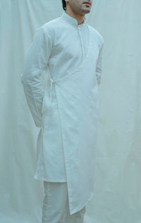 White Overlap Angrakha Kurta saveolyf Kurta.