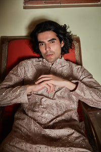 Nouveau- Embroidered Kurta set in Champagne color saveolyf KURTA SET.