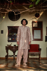 Nouveau- Embroidered Kurta set in Champagne color saveolyf KURTA SET.