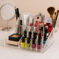 6282 16 Compartment Cosmetic Makeup Jewellery Lipstick Storage Organiser Box Cosmetic Storage Box Make-up Lipstick Organizer  Lipstick Holder Case  Transparent saveolyf Health & Beauty.