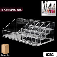 6282 16 Compartment Cosmetic Makeup Jewellery Lipstick Storage Organiser Box Cosmetic Storage Box Make-up Lipstick Organizer  Lipstick Holder Case  Transparent saveolyf Health & Beauty.