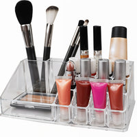 6282 16 Compartment Cosmetic Makeup Jewellery Lipstick Storage Organiser Box Cosmetic Storage Box Make-up Lipstick Organizer  Lipstick Holder Case  Transparent saveolyf Health & Beauty.
