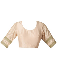 Chanderi Silk Lehenga Set in Peach saveolyf Lehenga Set.