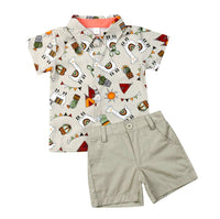 Boys Fashion Dinosaur Shirt Suit