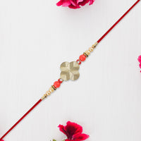 Rakhi With Multicolor Beads  Silver Accents On Red Thread saveolyf Fashion.